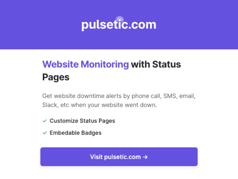 Pulsetic.com - Website Monitoring with Status Pages