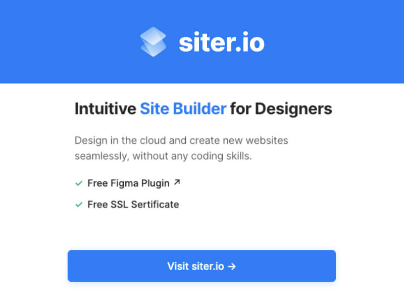 Siter.io - Design in the cloud and create new websites seamlessly, without any coding skills.